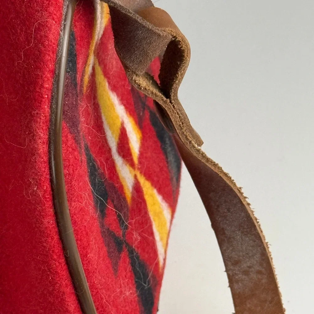 Pendleton Wool & Leather Red Geometric Native Zip Crossbody Bag YKK